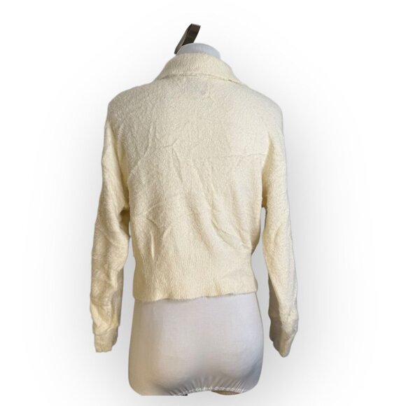 Pink Rose Fuzzy Knit‎ Collared Button Up Sweater - Picture 3 of 5